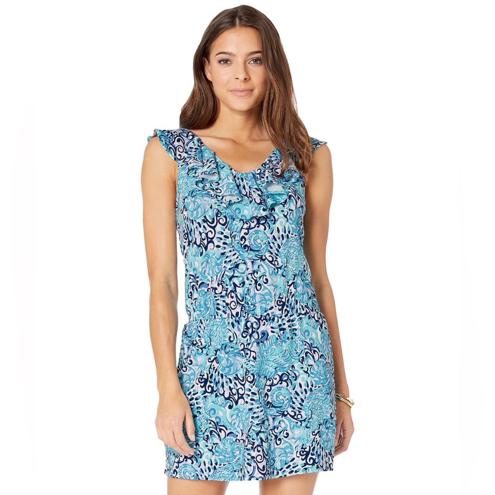 Lilly Pulitzer Alessa Romper in Light Aqua Spritz Size XL.